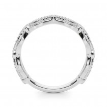 Antique Style Diamond Wedding Band Ring 18K White Gold (0.20ct)